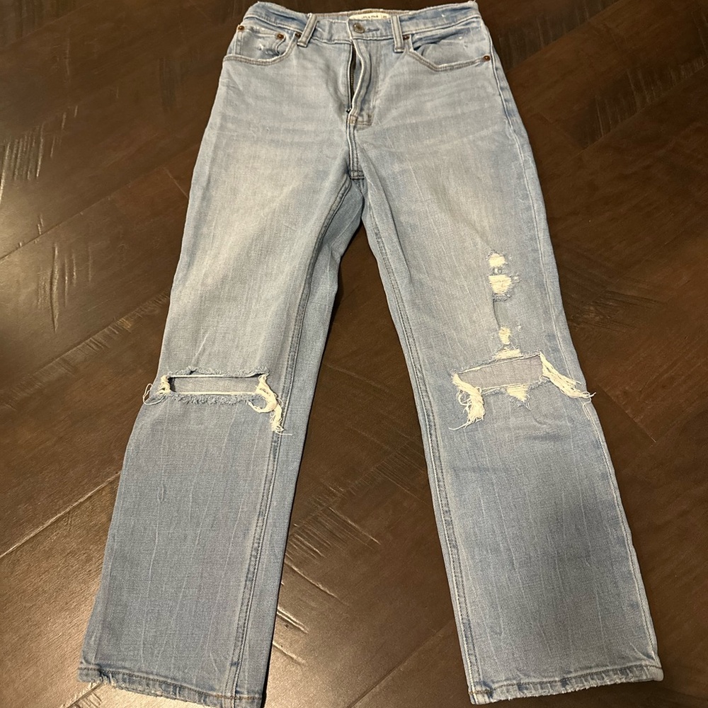 A&F ultra high rise ankle straight jeans